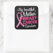 Sticker Carré Belle maman Mère Cancer du sein Survivant (Sac)