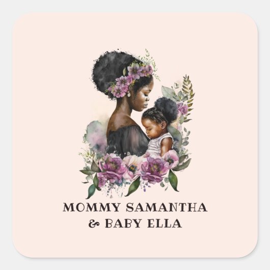 Sticker Carré Belle mère et fille noire (6) (Devant)