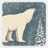 Sticker Carré Belle Ours Polaire Artique (Devant)