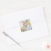 Sticker Carré Belle peinture sur tigre du Bengale (Enveloppe)