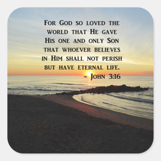 STICKER CARRÉ BELLE PHOTO DE JOHN 3:16 SCRIPTURE SLEVER (Devant)