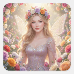Sticker Carré Belle princesse fée