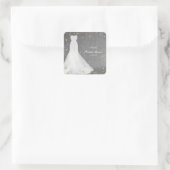 Sticker Carré Belle robe sur Fête des mariées de cintre d'or (Sac)