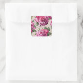 Sticker Carré Belle rose roses Aimer Floral Saint-Valentin (Sac)