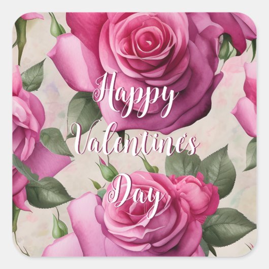 Sticker Carré Belle rose roses Aimer Floral Saint-Valentin (Devant)