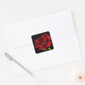 Sticker Carré Belle rose rouge (Enveloppe)