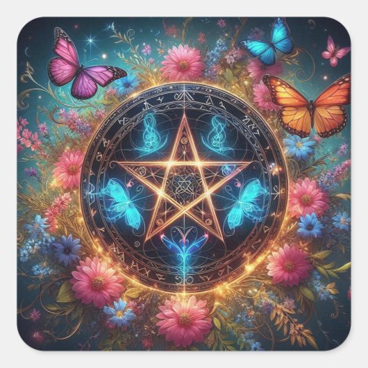 Sticker Carré Belle Sorcière pentacle2 (Devant)