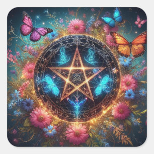 Sticker Carré Belle Sorcière pentacle2
