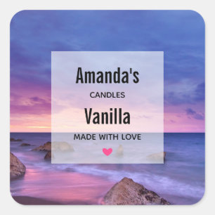 Sticker Carré Belle Sunset Coastal Photo Candle Business