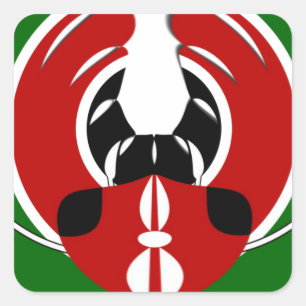 Sticker Carré Belle Tapisserie kenyane : Drapeau kényan Papillon