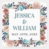 Sticker Carré Belles fleurs Floral Spring Mariage (Devant)