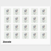 Sticker Carré Belles papillons et fleurs Mariage Date (Feuille)