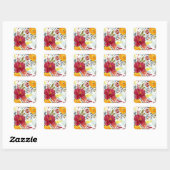 Sticker Carré Belles Roses (Feuille)