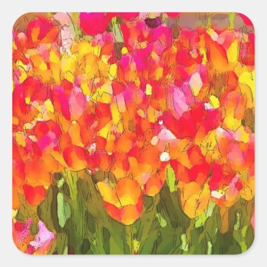Sticker Carré Belles tulipes (Devant)