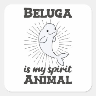 Sticker Carré Béluga Baleine Animaux mignons Pour Enfants