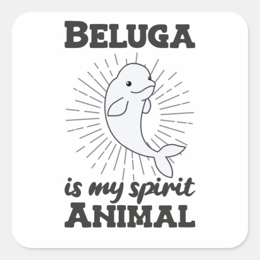 Sticker Carré Béluga Baleine Animaux mignons Pour Enfants (Devant)