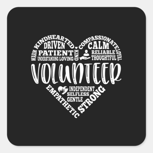 Sticker Carré Bénévole, travailleur bénévole, organisme de bienf (Devant)
