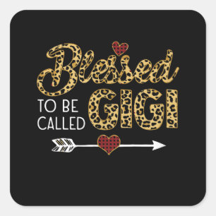 Sticker Carré Béni D'Être Appelé Gigi Leopart Rouge Plaid