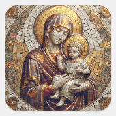 Sticker Carré Béni Mère Marie et Bébé Jésus | Noël (Devant)