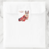 Sticker Carré Berger allemand avec Écharpe de Fête (Sac)