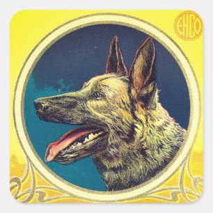 Sticker Carré Berger allemand de PORTRAITS MINIATURES de CHIEN