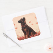 Sticker Carré Berger anatolien avec Rose - Saint-Valentin (Enveloppe)