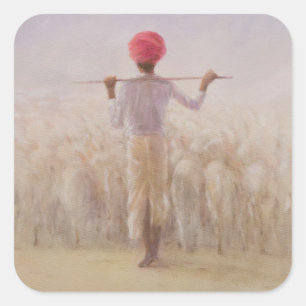 Sticker Carré Berger et troupeau