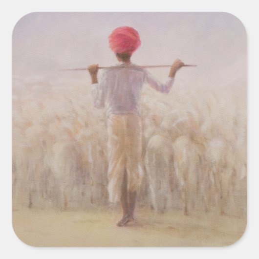 Sticker Carré Berger et troupeau (Devant)