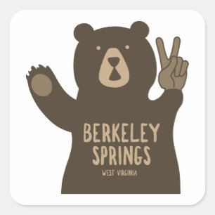 Sticker Carré Berkeley Springs Virginie-Occidentale Ours de la p