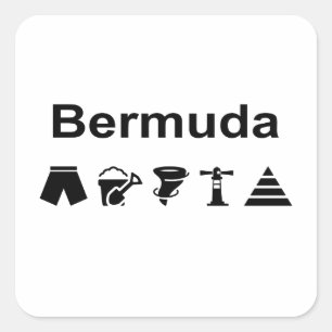 Sticker Carré Bermudes Icônes Monotone Couleur claire