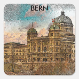 Sticker Carré Berne, Suisse Europe City View