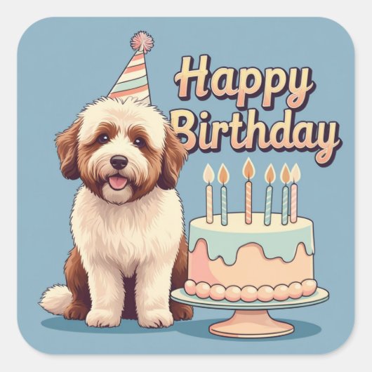 Sticker Carré Bernedoodle Chien coloré (Devant)