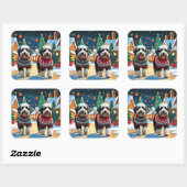 Sticker Carré Bernedoodle Dogs Christmas Snow Holiday (Feuille)