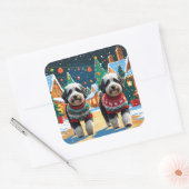 Sticker Carré Bernedoodle Dogs Christmas Snow Holiday (Enveloppe)
