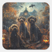Sticker Carré Bernedoodle Halloween nuit chien délice (Devant)