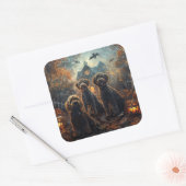 Sticker Carré Bernedoodle Halloween nuit chien délice (Enveloppe)