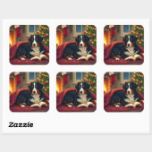 Sticker Carré Bernese Mountain Dog Christmas Bedtime Story (Feuille)