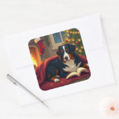 Sticker Carré Bernese Mountain Dog Christmas Bedtime Story (Enveloppe)