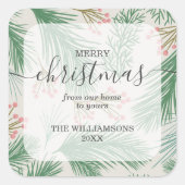 Sticker Carré Berries chic et Branches Noël (Devant)