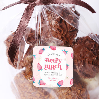 Sticker Carré Berry 1er Anniversaire fraise Premier Anniversaire