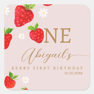 Sticker Carré Berry 1ère fraise Anniversaire