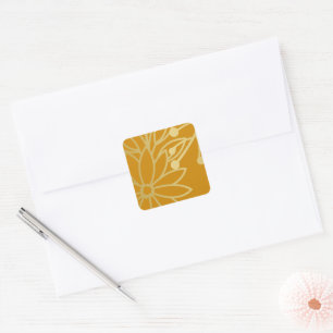 Sticker Carré Berry Botanical Gold et brûlé Orange Holiday