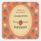 Sticker Carré berry doux premier anniversaire merci (Devant)