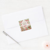 Sticker Carré Berry First Strawberry et Bear Anniversaire (Enveloppe)