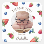 Sticker Carré Berry Premier anniversaire Merci photo (Devant)