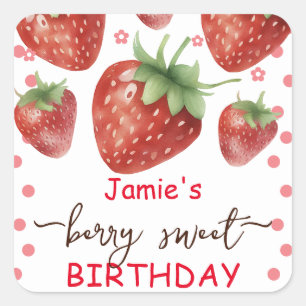 Sticker Carré Berry Sweet Aquarelle d'anniversaire