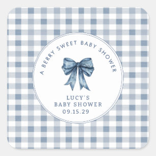 Sticker Carré Berry Sweet Baby shower Blueberry Bow