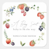 Sticker Carré Berry Sweet Berries Baby shower fille (Devant)