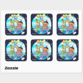 Sticker Carré Bert et Ernie Balloons d'anniversaire (Feuille)