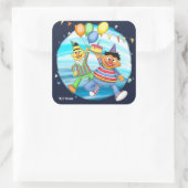 Sticker Carré Bert et Ernie Balloons d'anniversaire (Sac)
